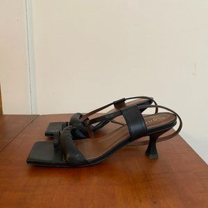 ALOHAS Black Leather Asymmetric Straps Sandals Size EU 39 US 8 8.5